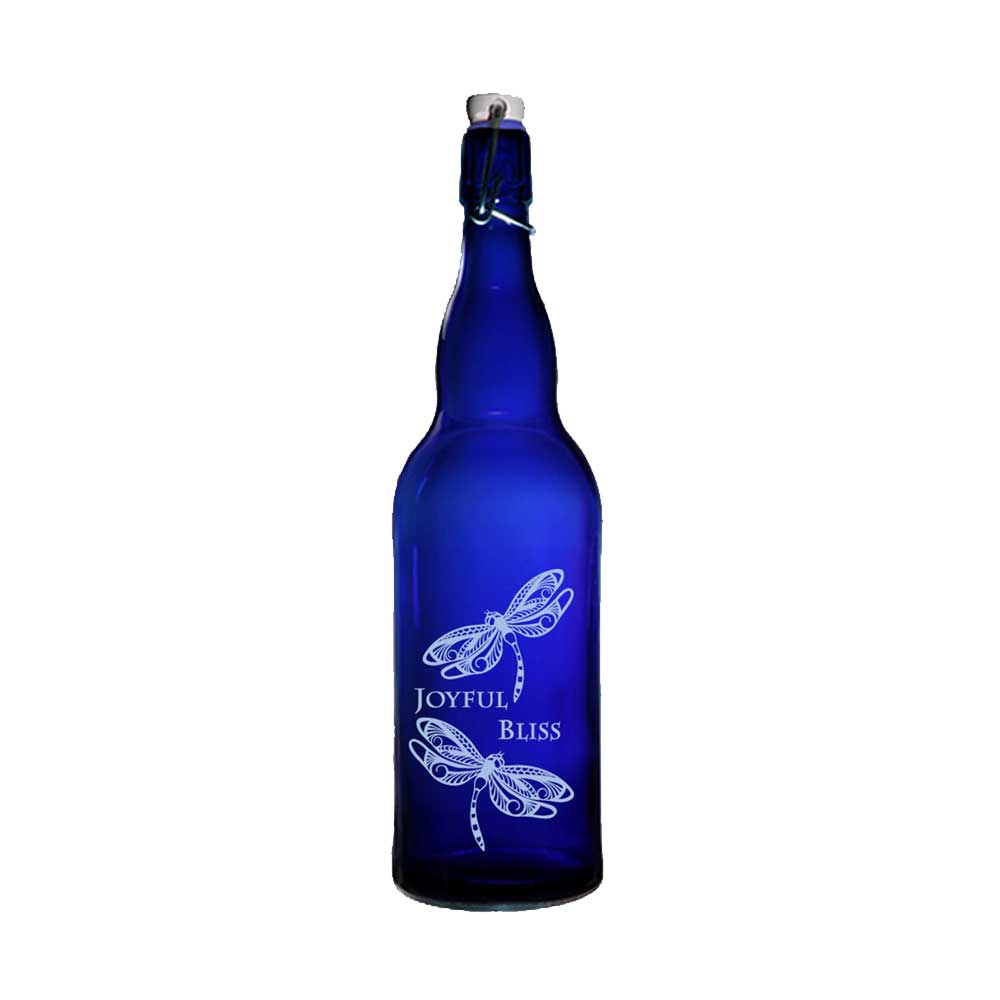 1 Litre Glass Blue Bottle - Joyful Bliss