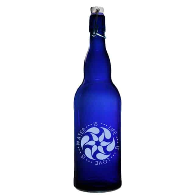 1-Litre-Glass-Blue-Bottle-Water-is-Life-is-Love